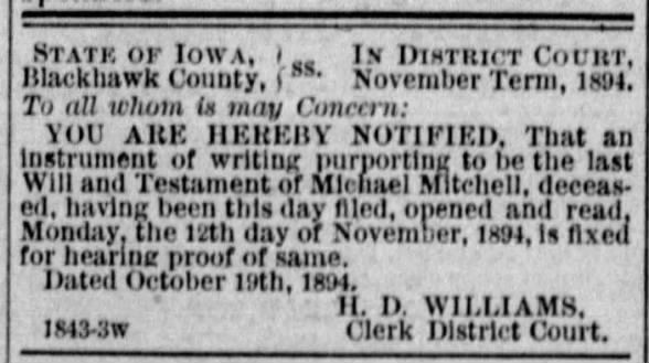 Michael's last will and testament...